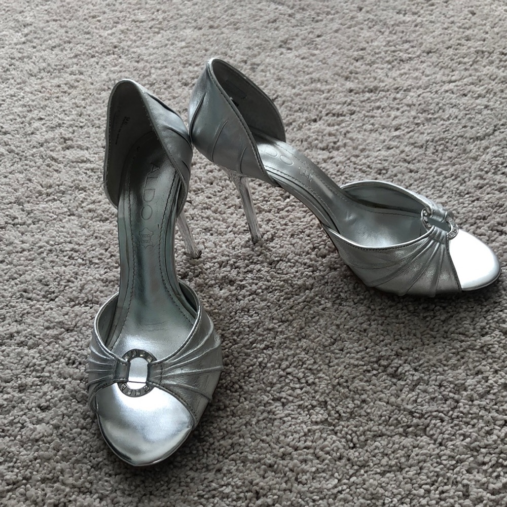 Silver aldo heels